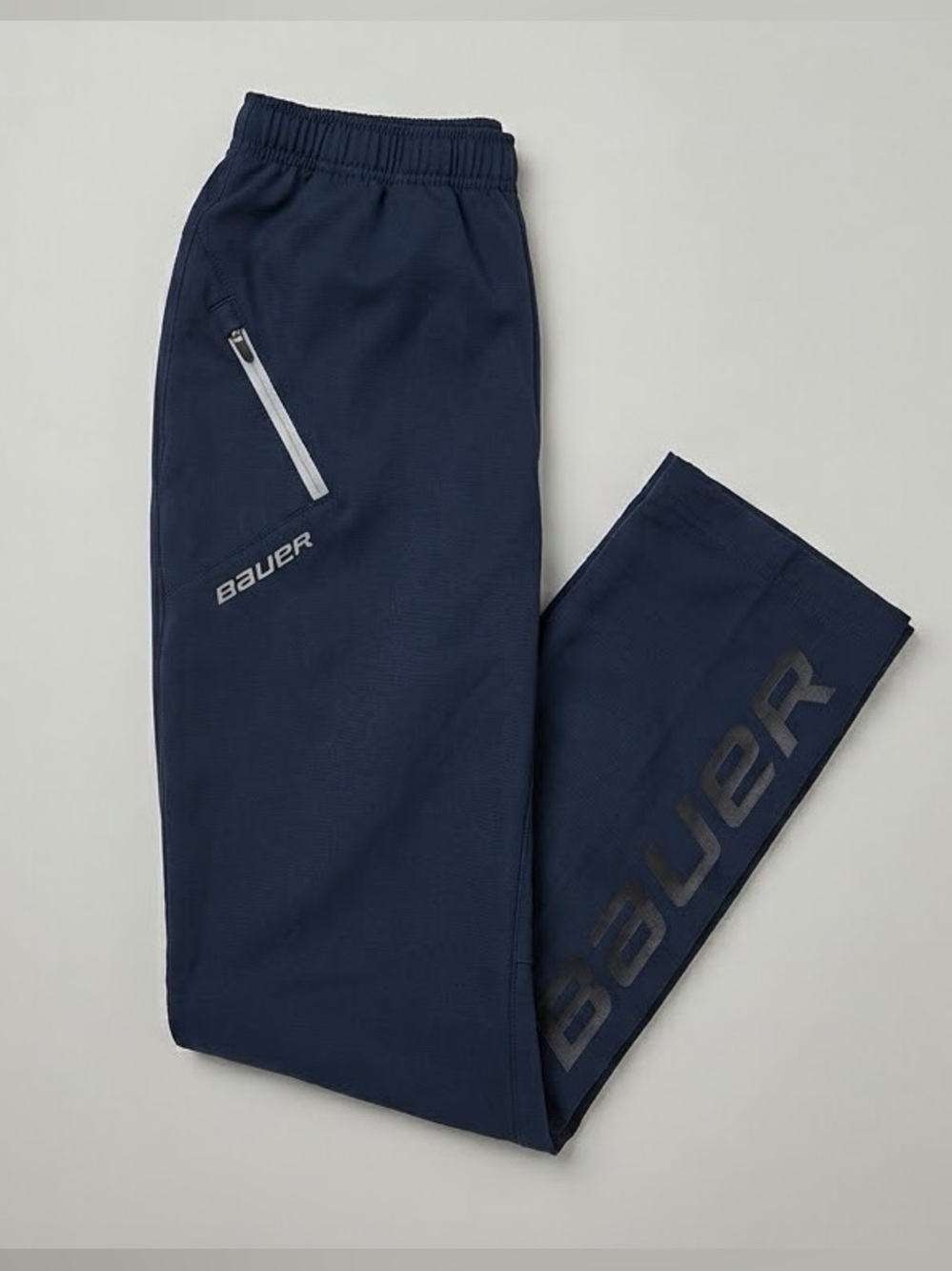 Bauer Boys Medium Blue Track Pants Hockey Warm Up Zip Pocket Size M